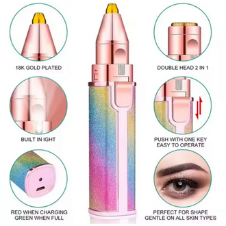 2-in-1 Rechargeable Eyebrow Trimmer & Facial Hair Remover