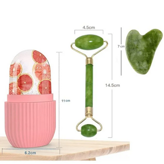 3 in 1 Face Stone Jade, Gua Sha Stone, Ice Roller