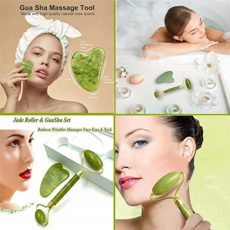 3 in 1 Face Stone Jade, Gua Sha Stone, Ice Roller
