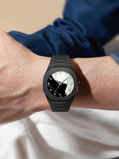 White Marble Arabic Aura Unisex Watch - Spectro.pk